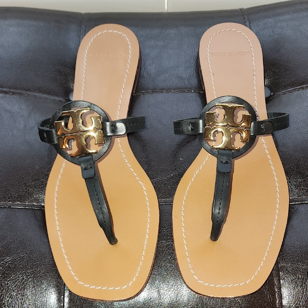 Tory Burch Black and Tan Sandals